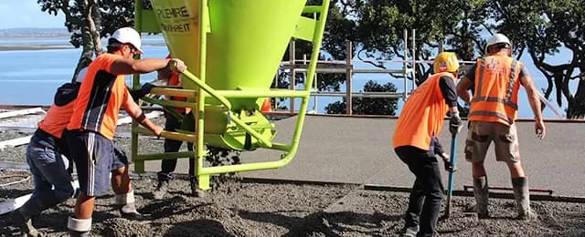 Permcon crew placing a continuous permeable concrete pour