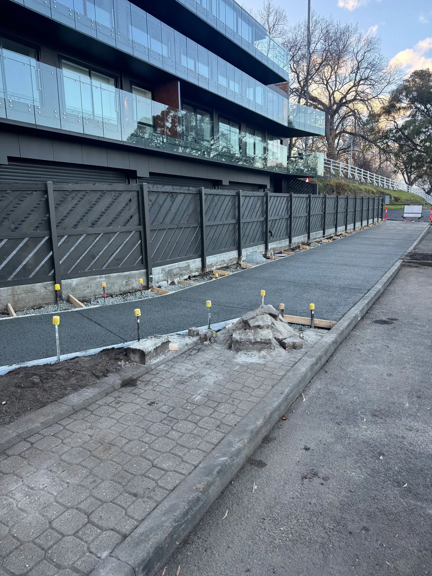 City of Hobart footpath section poured in permeable concrete